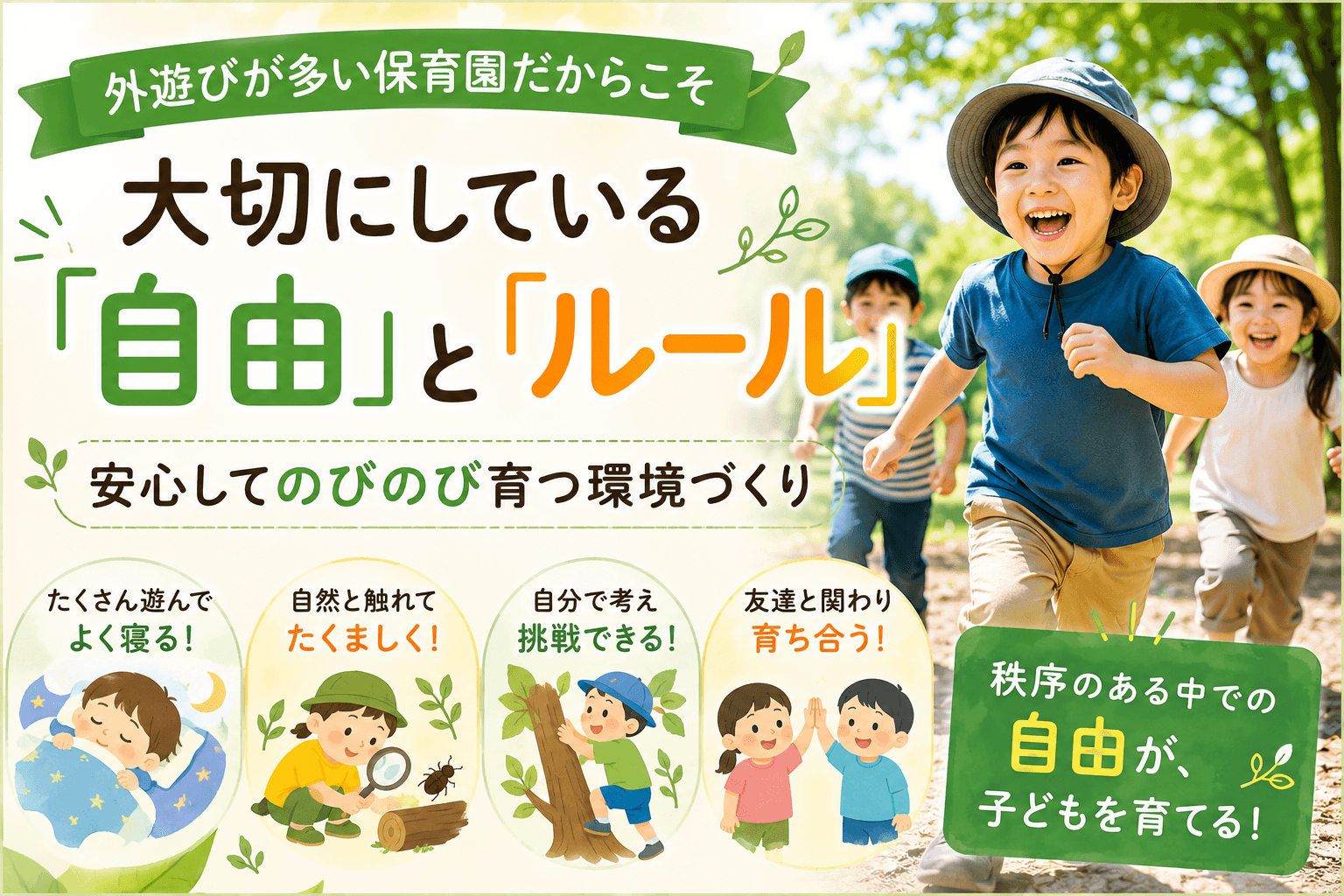 外遊びが多い保育園だからこそ大切にしている「自由」と「ルール」