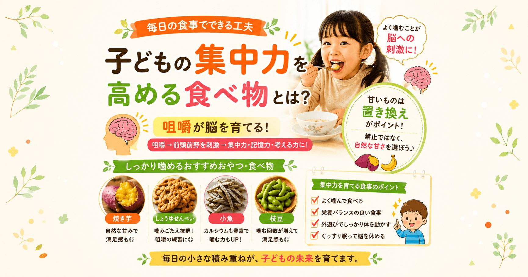 子どもの集中力を高める食べ物とは？毎日の食事でできる工夫